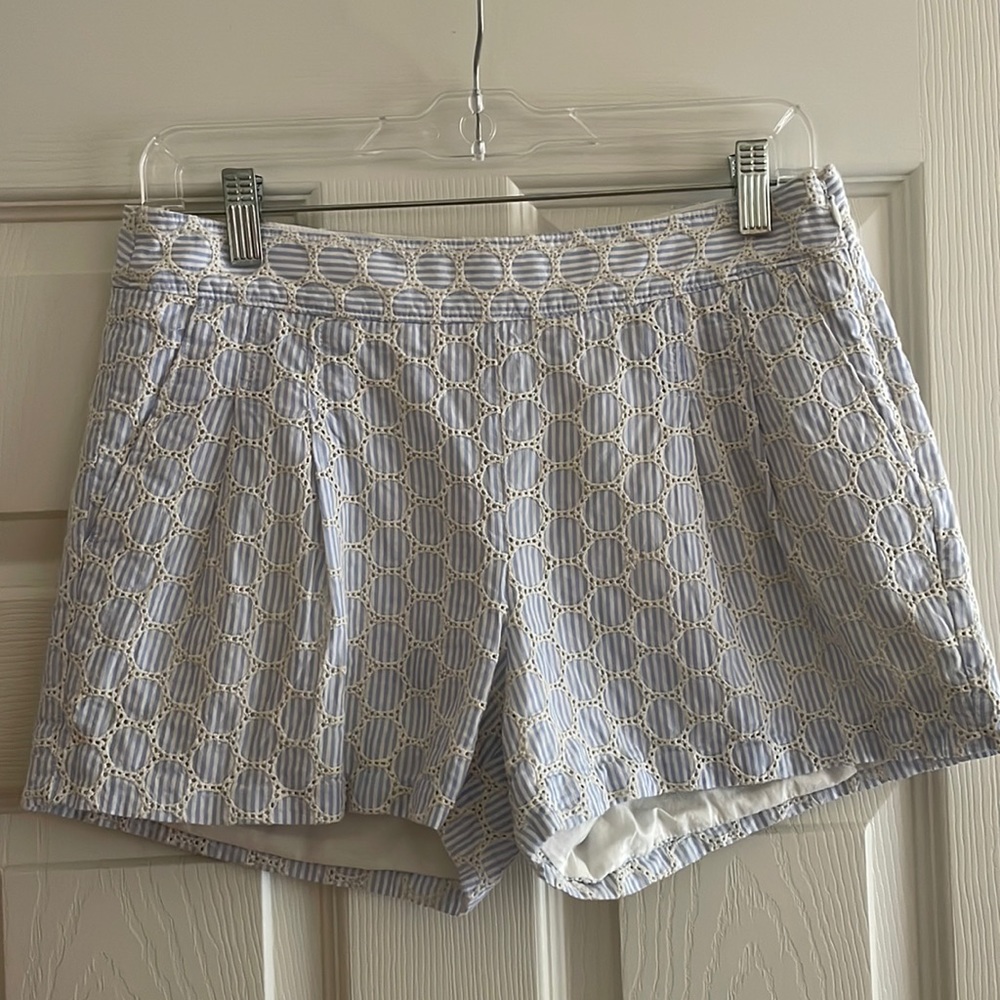 JCREW Seersucker Striped Eyelet Shorts